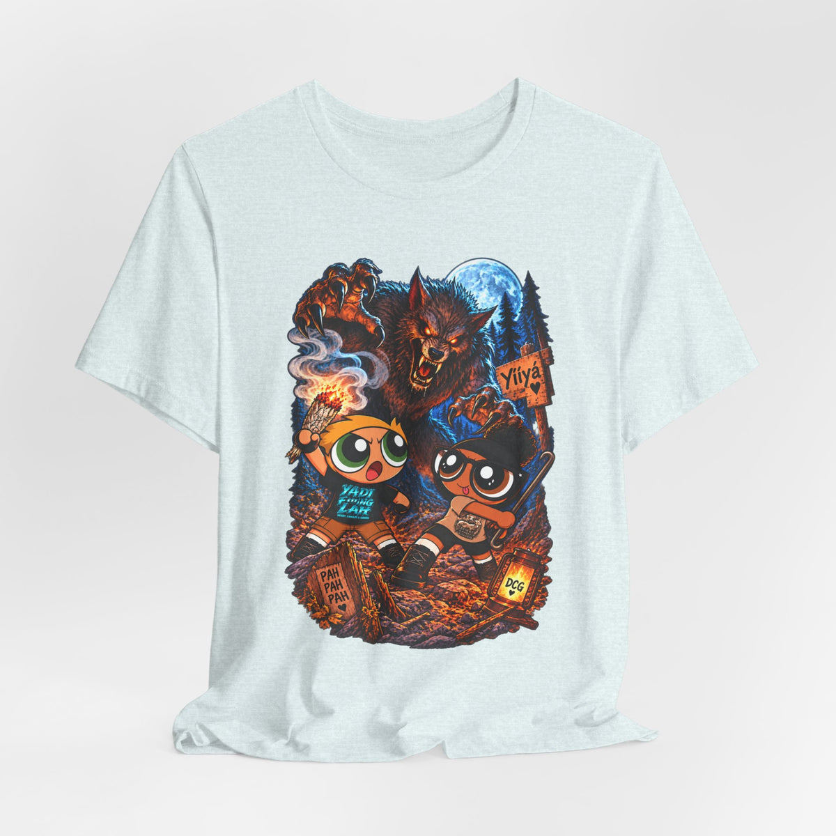 DCG Cartoon Campfire Tee — Cute Night Hike Graphic T-Shirt