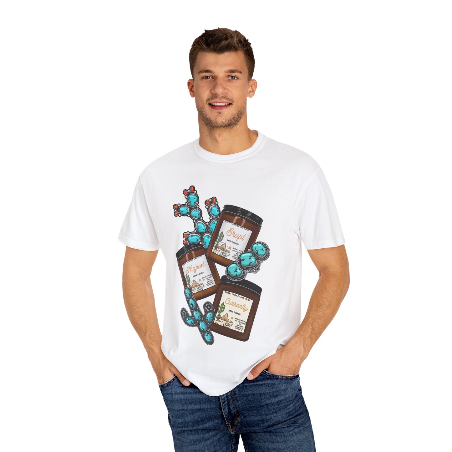 Unisex T-Shirt Candle Turquoise Design