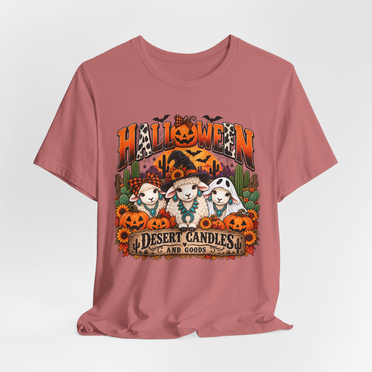 Halloween Desert Candles Tee — Cute Sheep Pumpkin Graphic T-Shirt