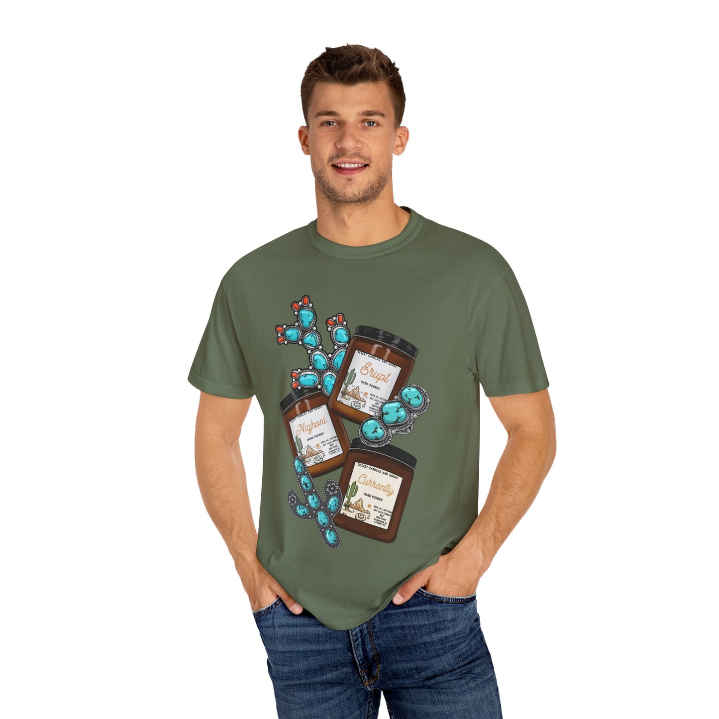Unisex T-Shirt Candle Turquoise Design