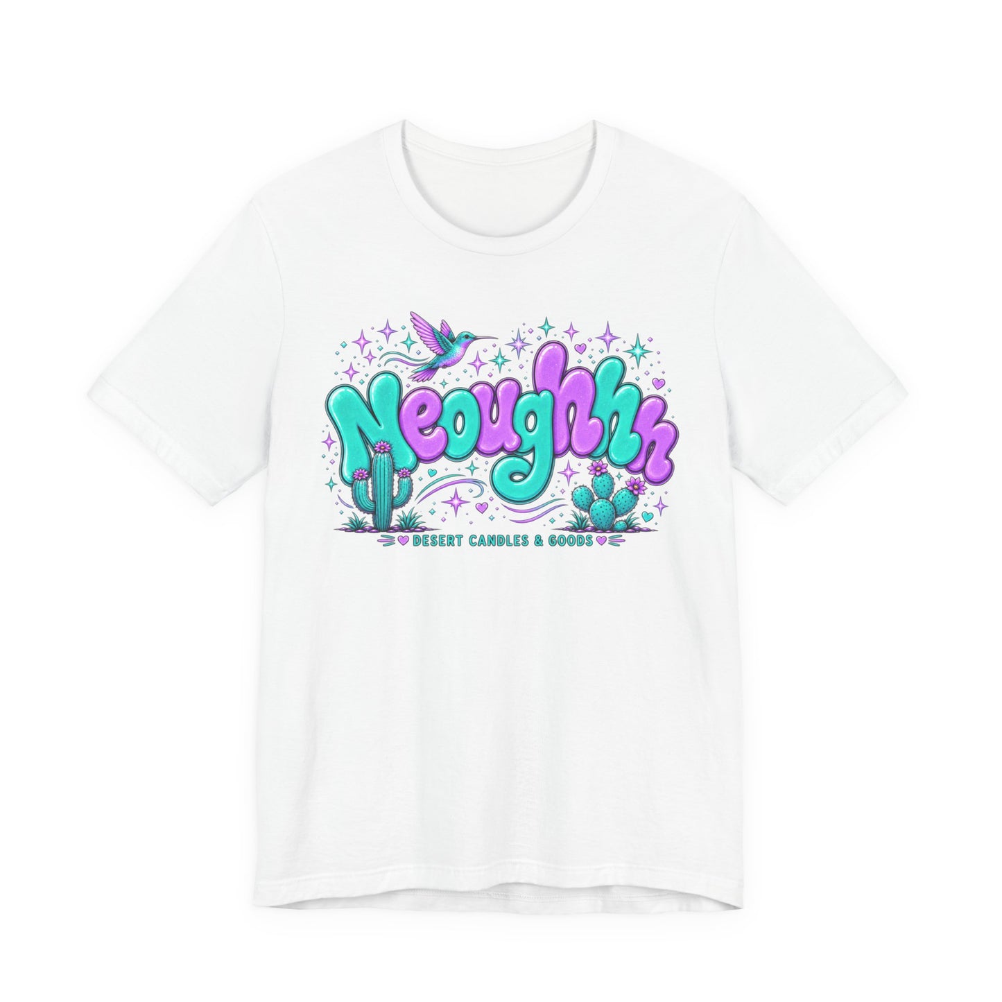 Neoughhh Desert Cactus Tee — Retro Turquoise & Purple Graphic T‑Shirt