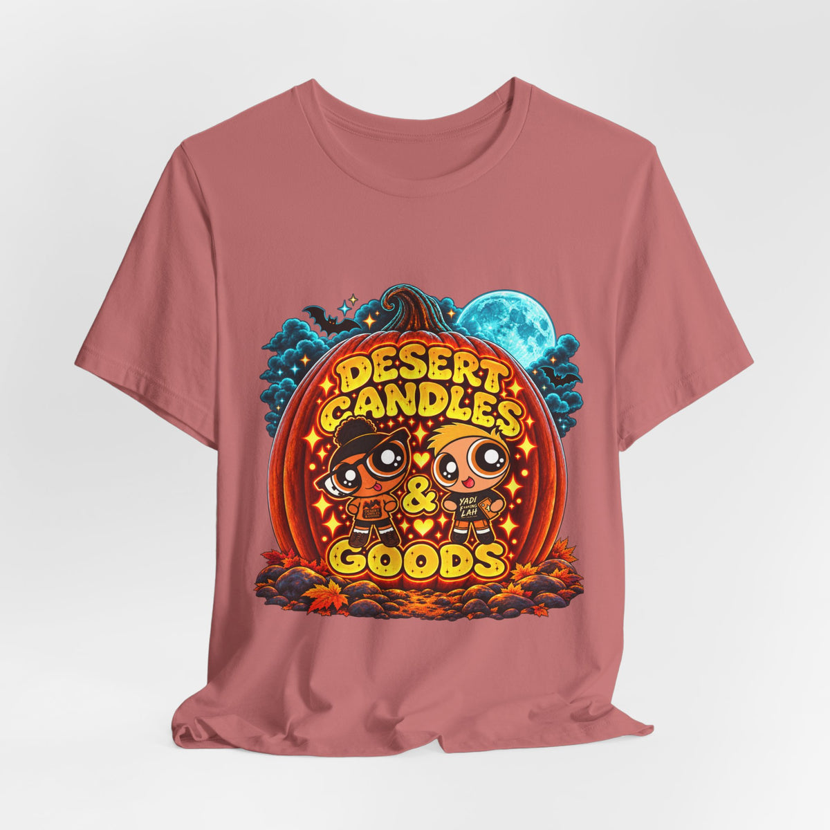 Desert Candles & Goods Tee — Cute Halloween Pumpkin Shop Graphic T-Shirt
