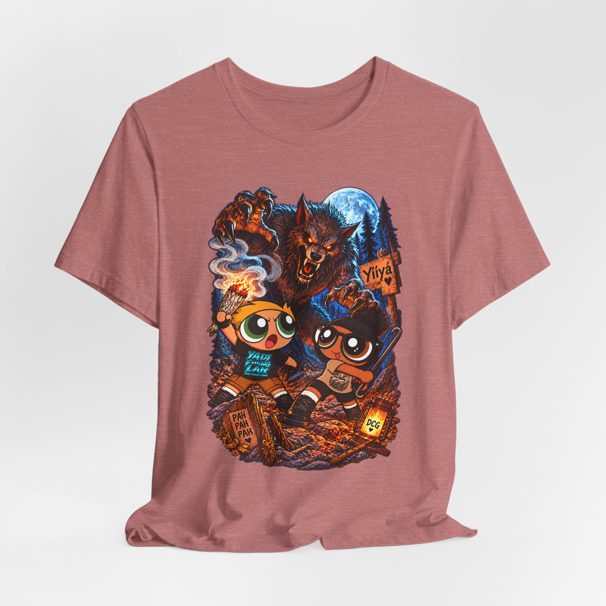 DCG Cartoon Campfire Tee — Cute Night Hike Graphic T-Shirt