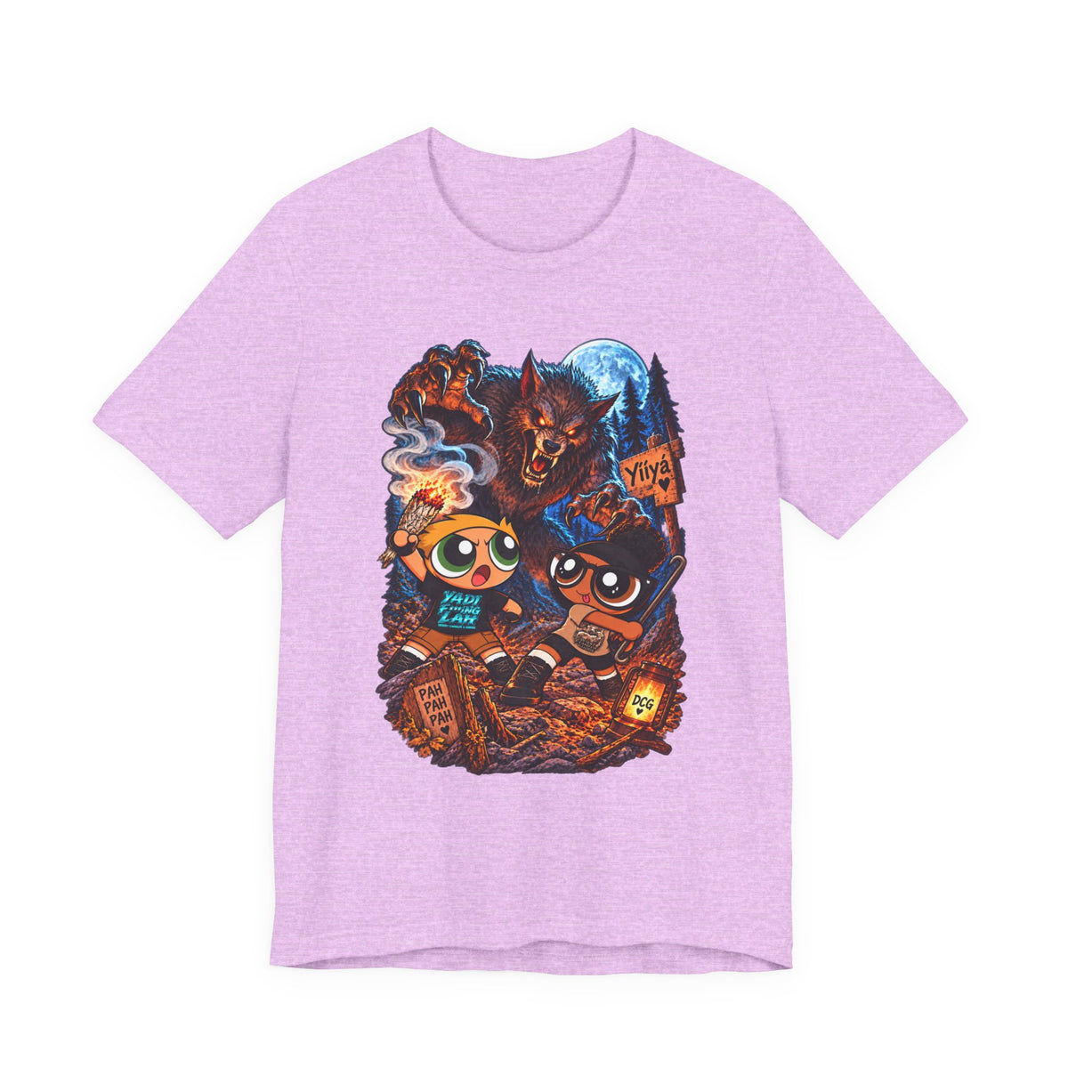 DCG Cartoon Campfire Tee — Cute Night Hike Graphic T-Shirt