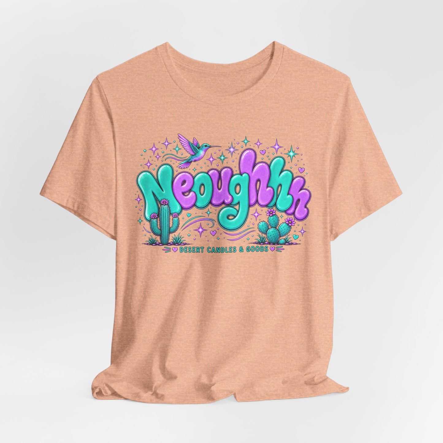 Neoughhh Desert Cactus Tee — Retro Turquoise & Purple Graphic T‑Shirt