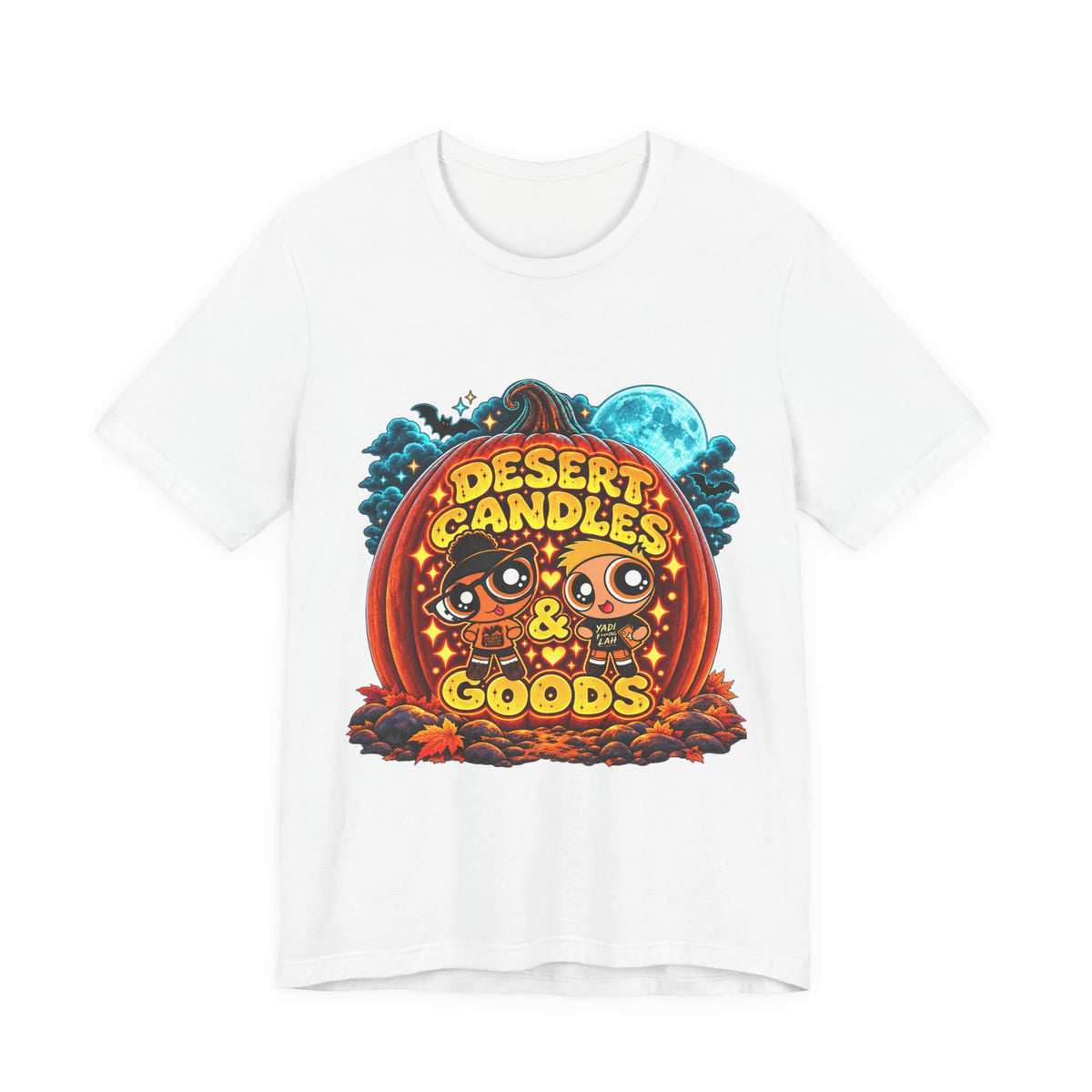 Desert Candles & Goods Tee — Cute Halloween Pumpkin Shop Graphic T-Shirt