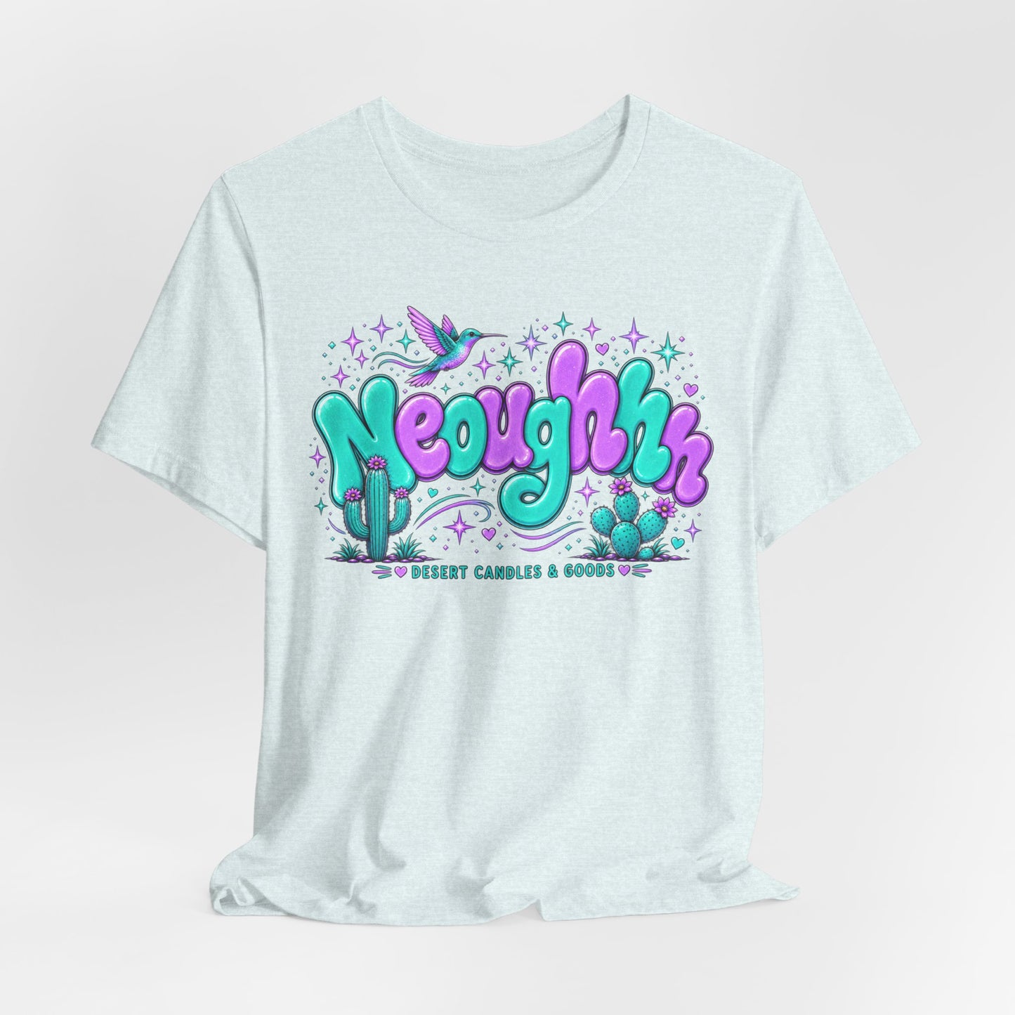 Neoughhh Desert Cactus Tee — Retro Turquoise & Purple Graphic T‑Shirt