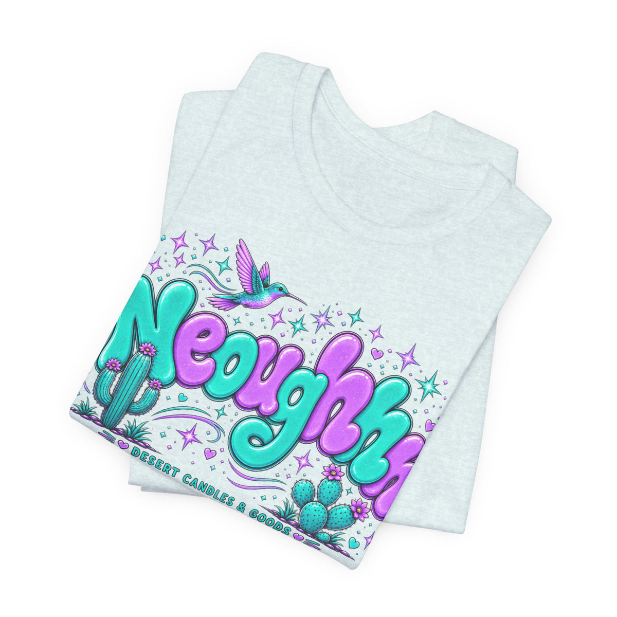 Neoughhh Desert Cactus Tee — Retro Turquoise & Purple Graphic T‑Shirt