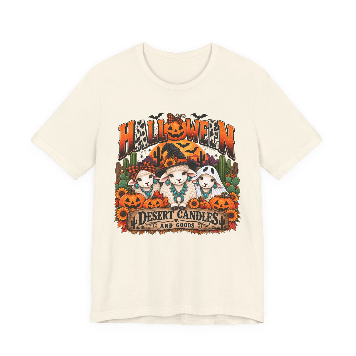 Halloween Desert Candles Tee — Cute Sheep Pumpkin Graphic T-Shirt
