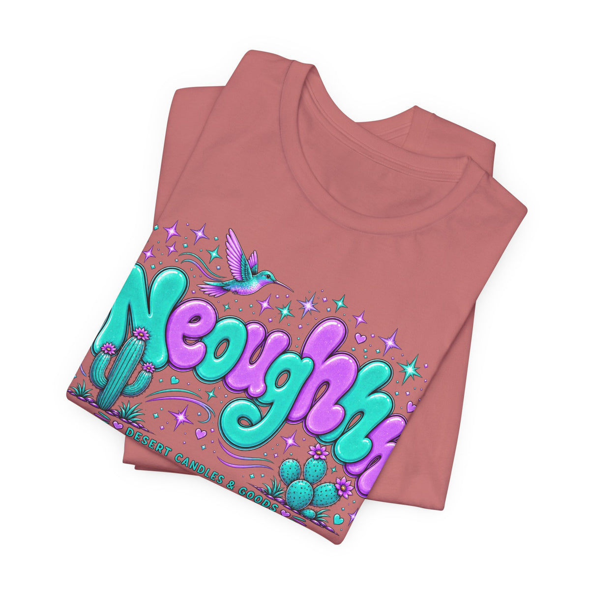 Neoughhh Desert Cactus Tee — Retro Turquoise & Purple Graphic T‑Shirt