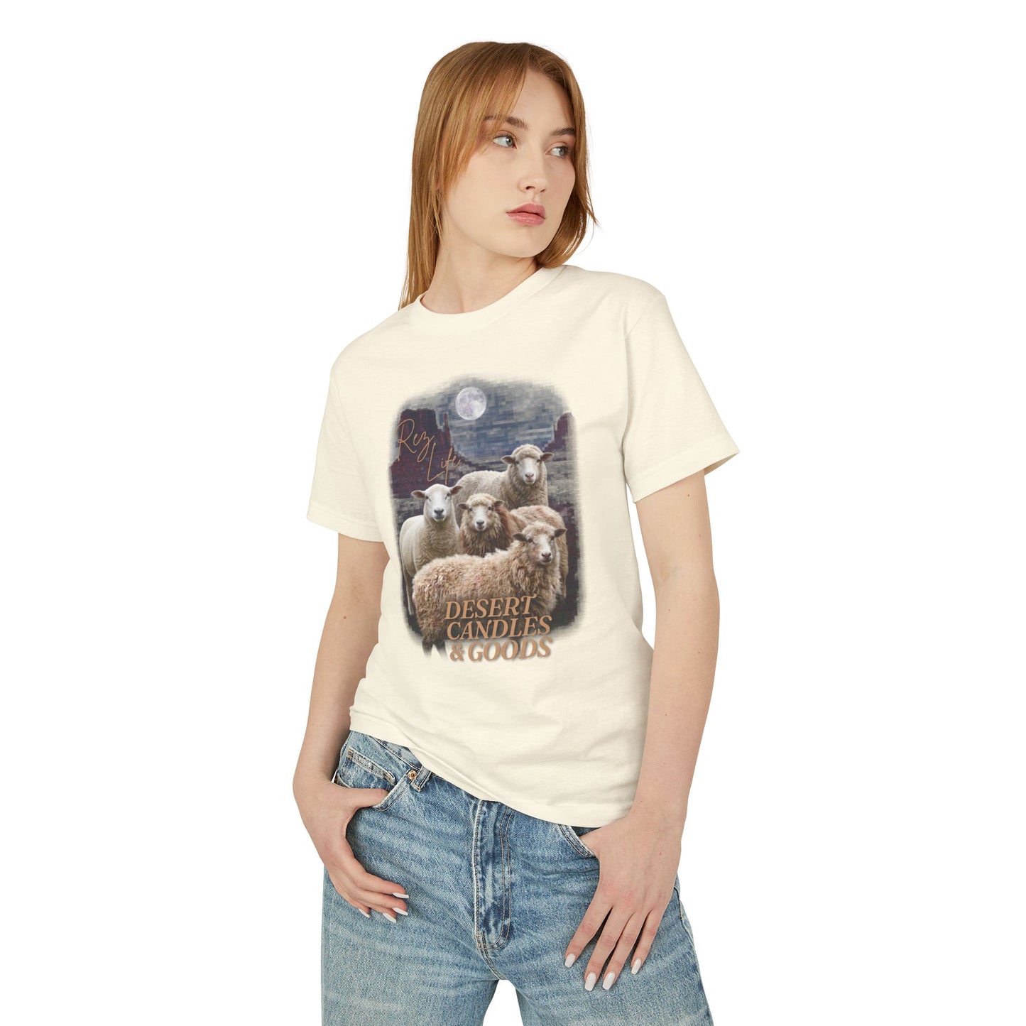 Rez Life Sheep Graphic Tee — Desert Candles & Goods Vintage Farm Scene