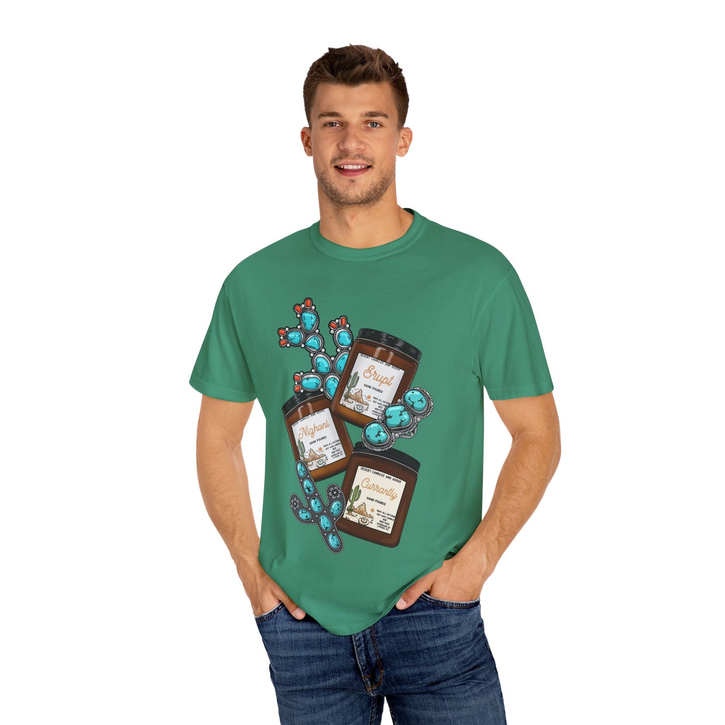 Unisex T-Shirt Candle Turquoise Design
