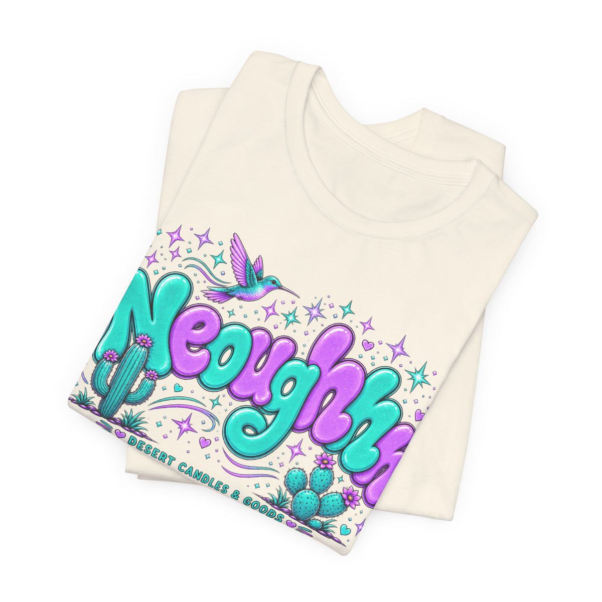 Neoughhh Desert Cactus Tee — Retro Turquoise & Purple Graphic T‑Shirt