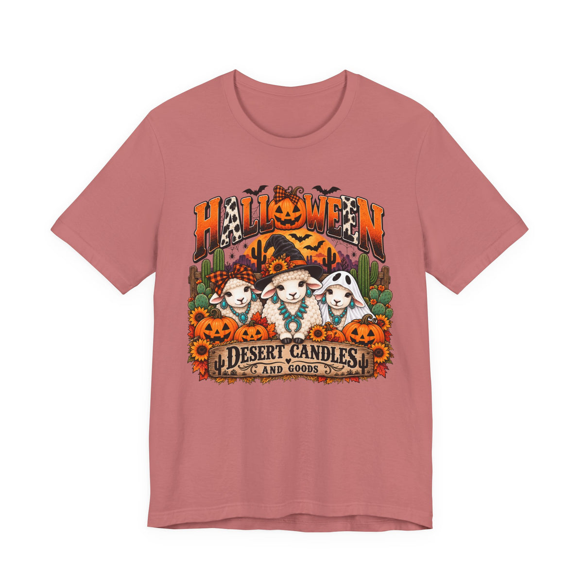 Halloween Desert Candles Tee — Cute Sheep Pumpkin Graphic T-Shirt