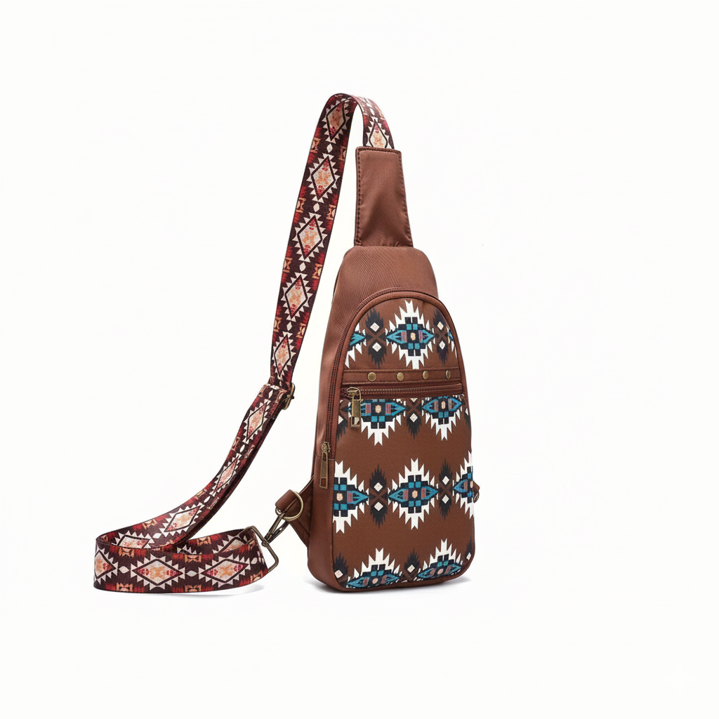 Aztec Print Crossbody Sling Bag Purse