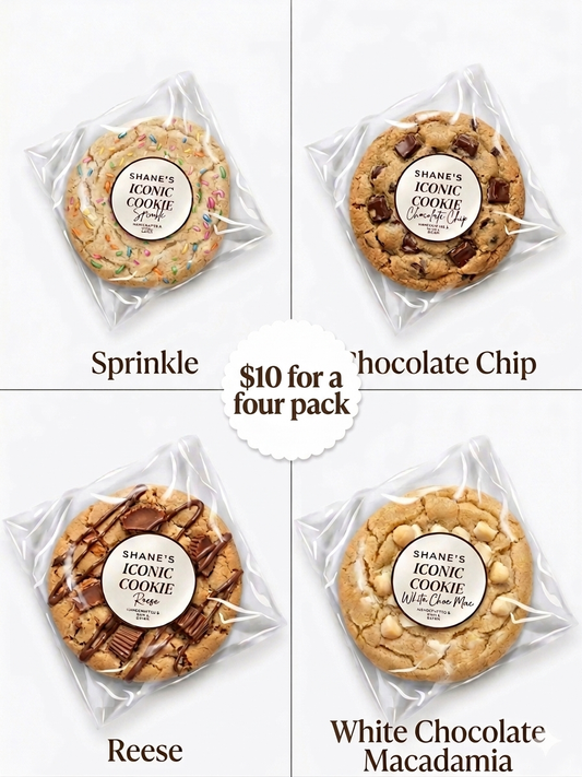 4 pack of Shanes Iconic cookie bundle