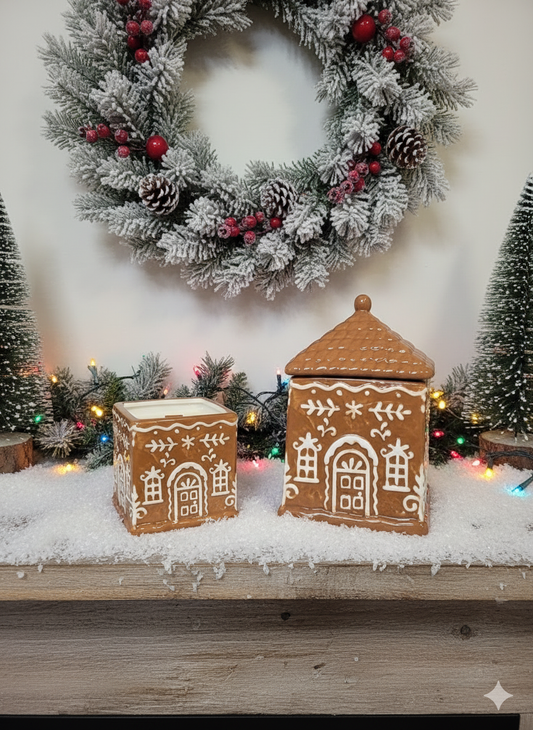 Small Gingerbread house candle